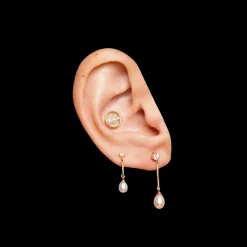 Anissa Kermiche Earrings-Circle Trio Pearl Stud