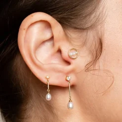 Anissa Kermiche Earrings-Circle Trio Pearl Stud